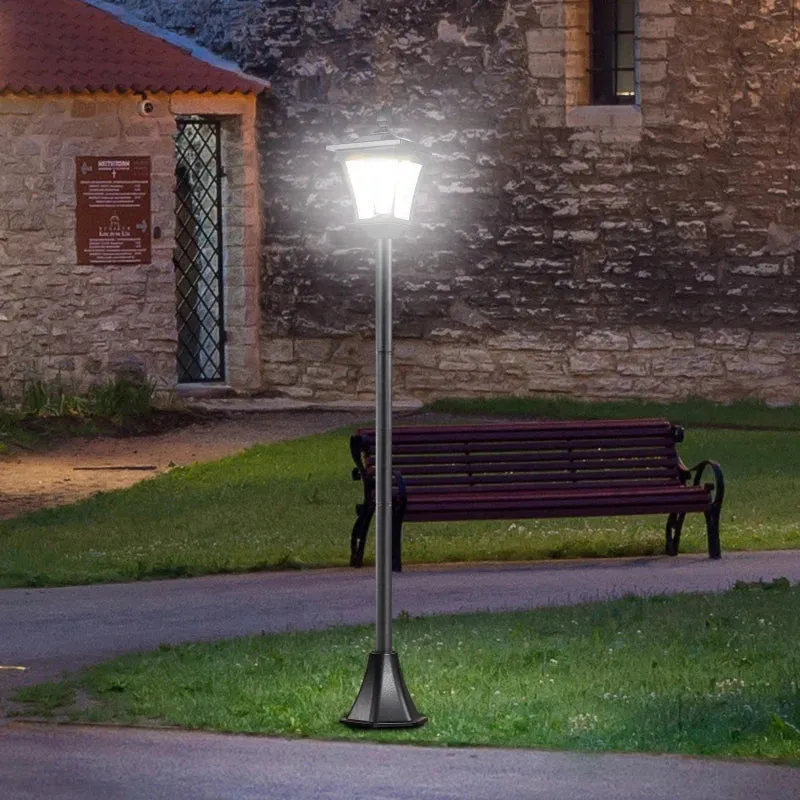 Outdoor Garden Solar Post Lamp Sensor Dimmable LED Lantern