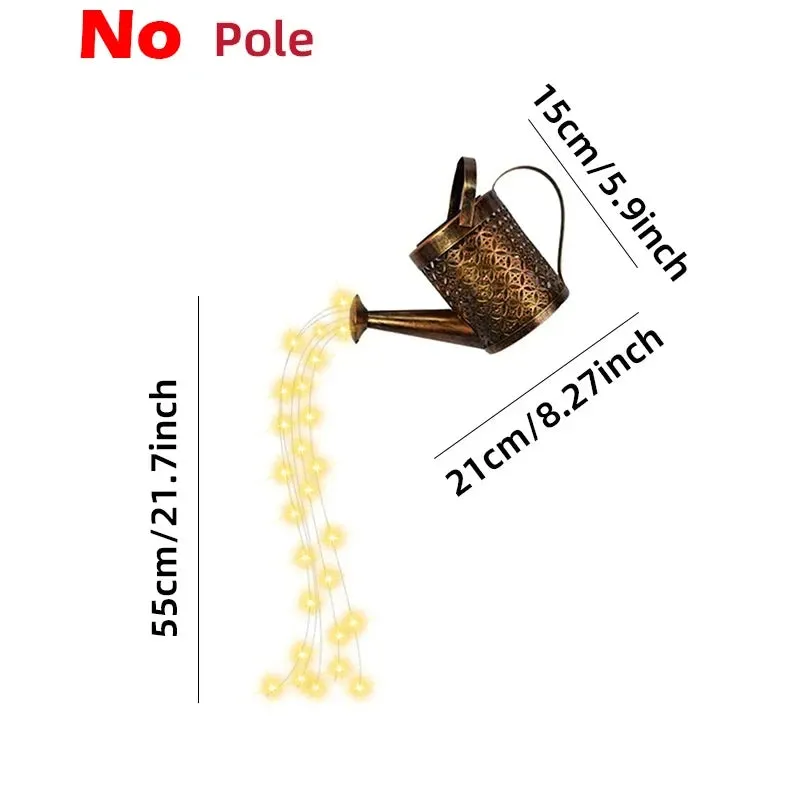 Outdoor Solar Watering Can Light Star Shower Garden Art LED String Light Pathway Patio Hanging Lantern Kettle Decorative Lamp