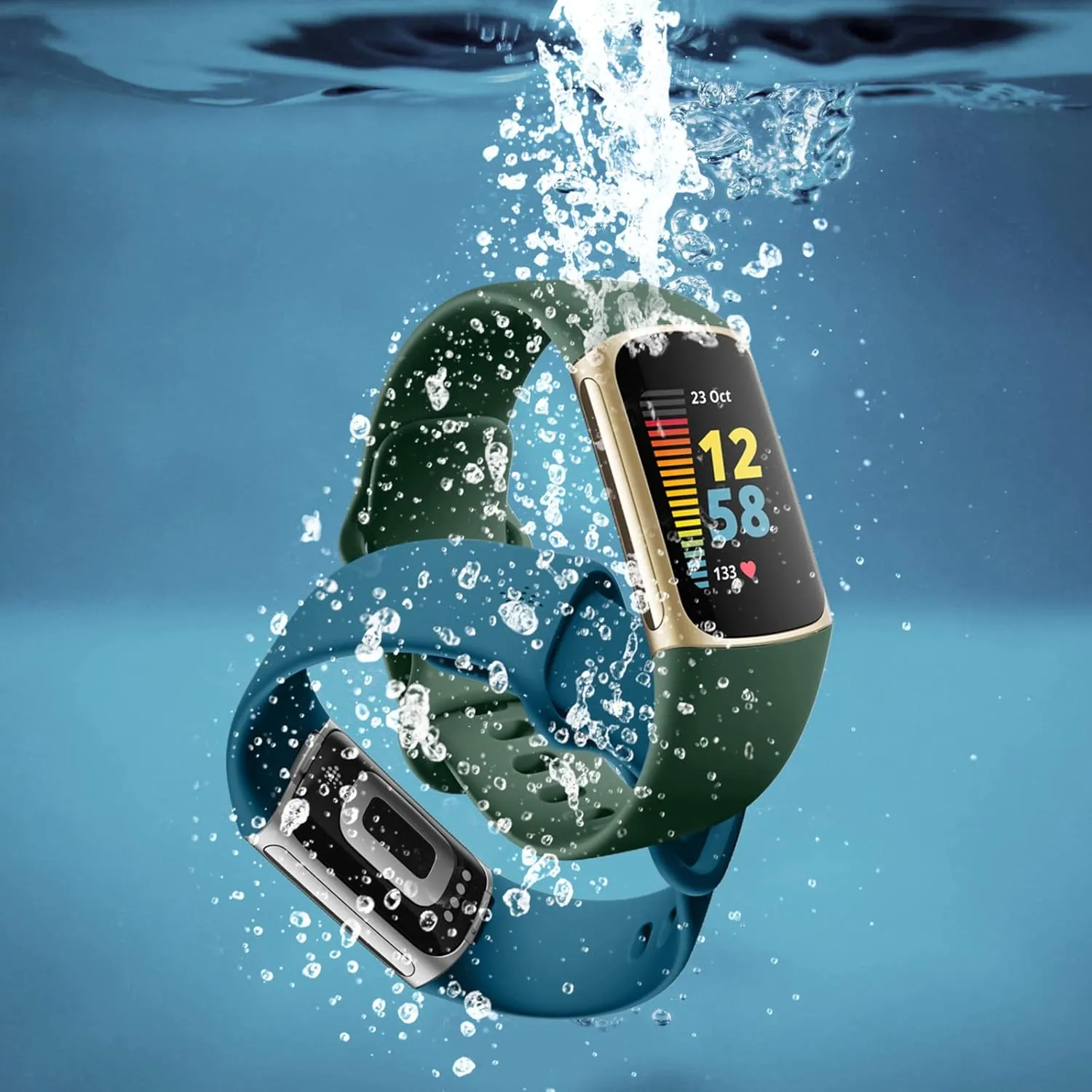 Ouwegaga Compatible with Fitbit Charge 6/Charge 5 Bands, Soft Waterproof Sport Replacement Wristbands, 6 Pack Large
