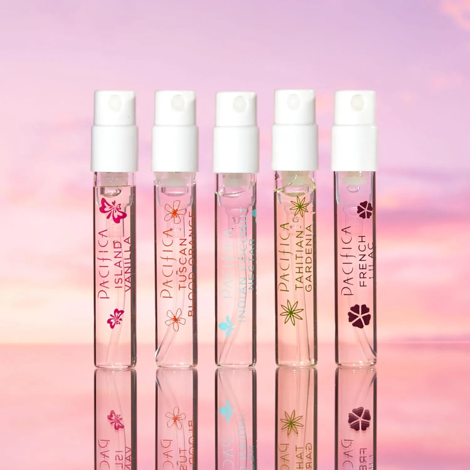 Pacifica Beauty, Wanderlust Spray Perfume Trial Set, Island Vanilla, 5 Scents, Fragrance Sampler Gift Set, Natural & Essential Oils, Clean, Vegan & Cruelty Free