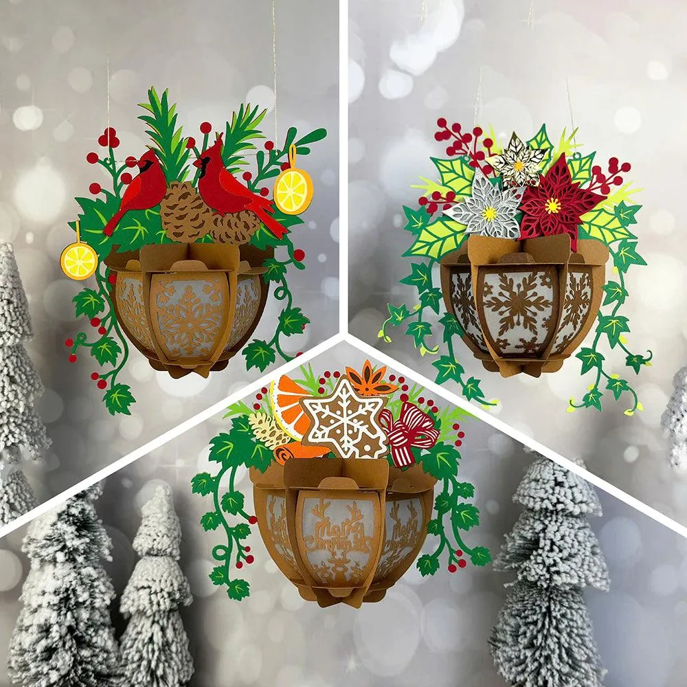 Pack 3 Different Flower Pot 2 - 3D Christmas Lantern File - Cricut File - LightBoxGoodMan