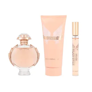 Paco Rabanne Olympea 3-Piece Set for Women, (2.7 Oz Eau De Parfum Spray   3.4 Oz Body Lotion   0.33 Oz Eau De Parfum Travel Spray)