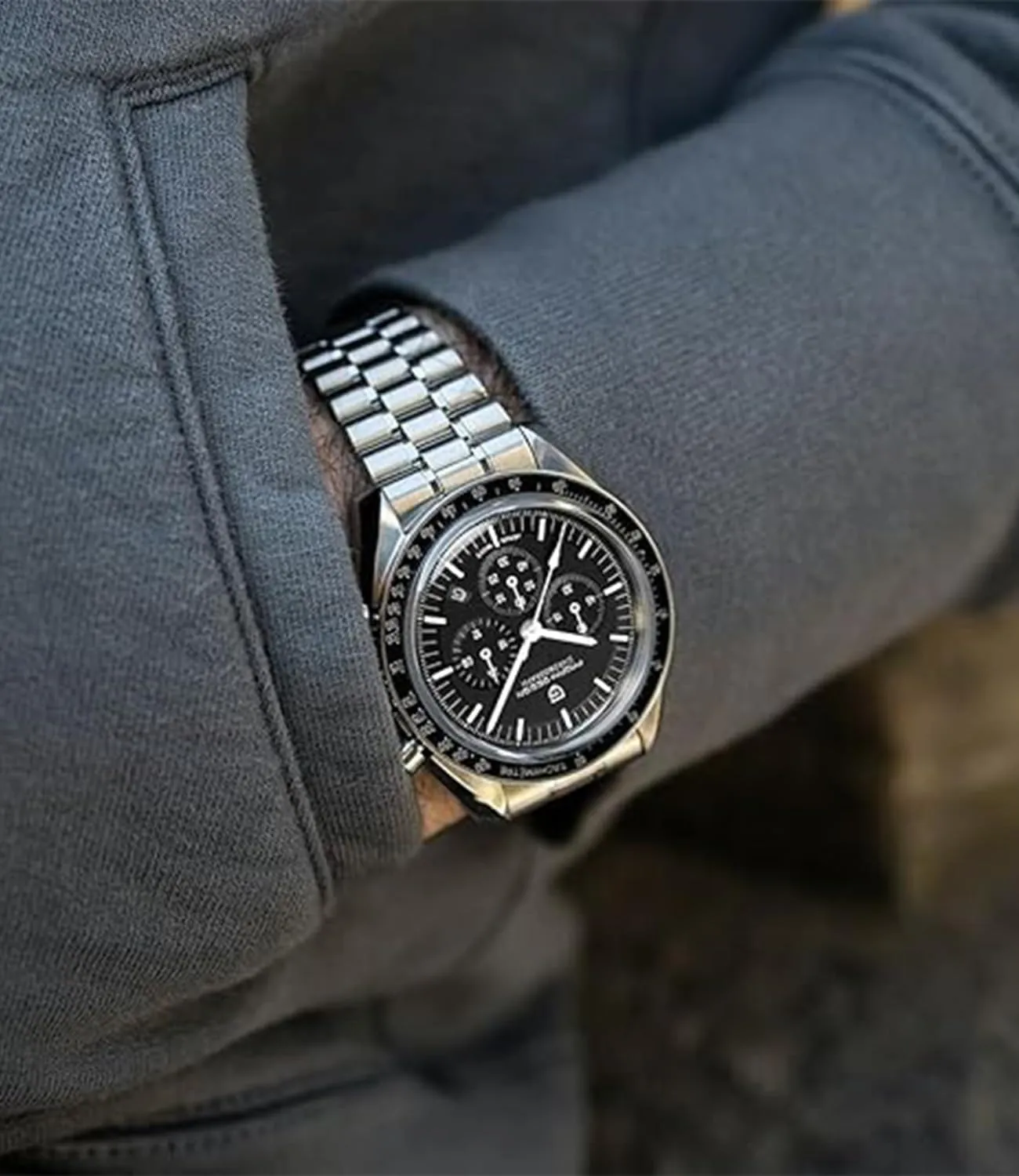 Pagani Design 1701 Men's Watch, Chronograph, VK63 Japanese Quartz Movement, Stainless Steel Bracelet, Water Resistant to 330 Feet (100 Meters), Sapphire Glass Wristwatch.