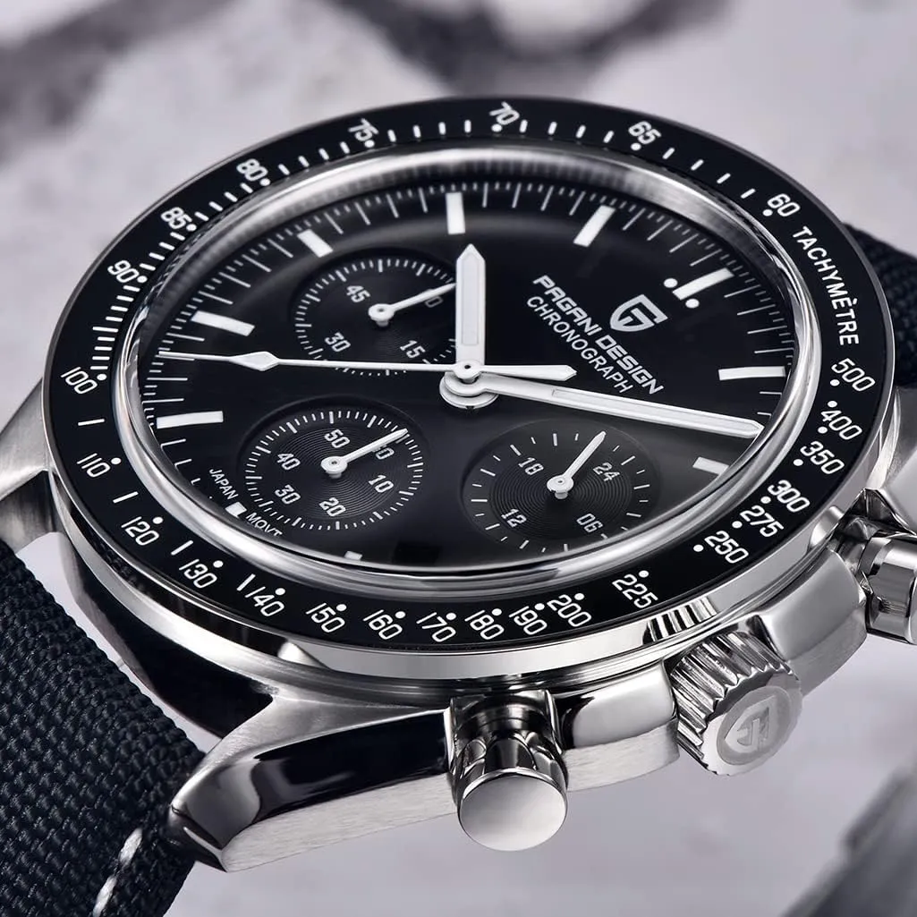 Pagani Design 1701 V6 Moon Wristwatch Homage Men's Quartz Chronograph Watches VK63 Movement Stianless Steel Construction 100M Waterproof Fashion Sport Watch