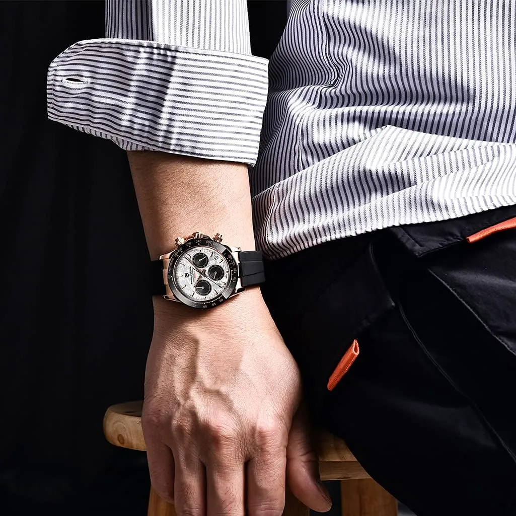 Pagani Design Daytona Homage Men's Quartz Watches Japan Movement Ceramic Bezel Stainless Steel Band Screw-in Crown Waterproof Sport Chronograph Watch