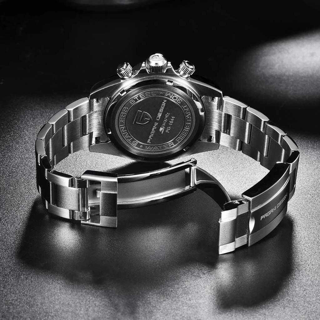 Pagani Design Daytona Homage Men's Quartz Watches Japan Movement Ceramic Bezel Stainless Steel Band Screw-in Crown Waterproof Sport Chronograph Watch