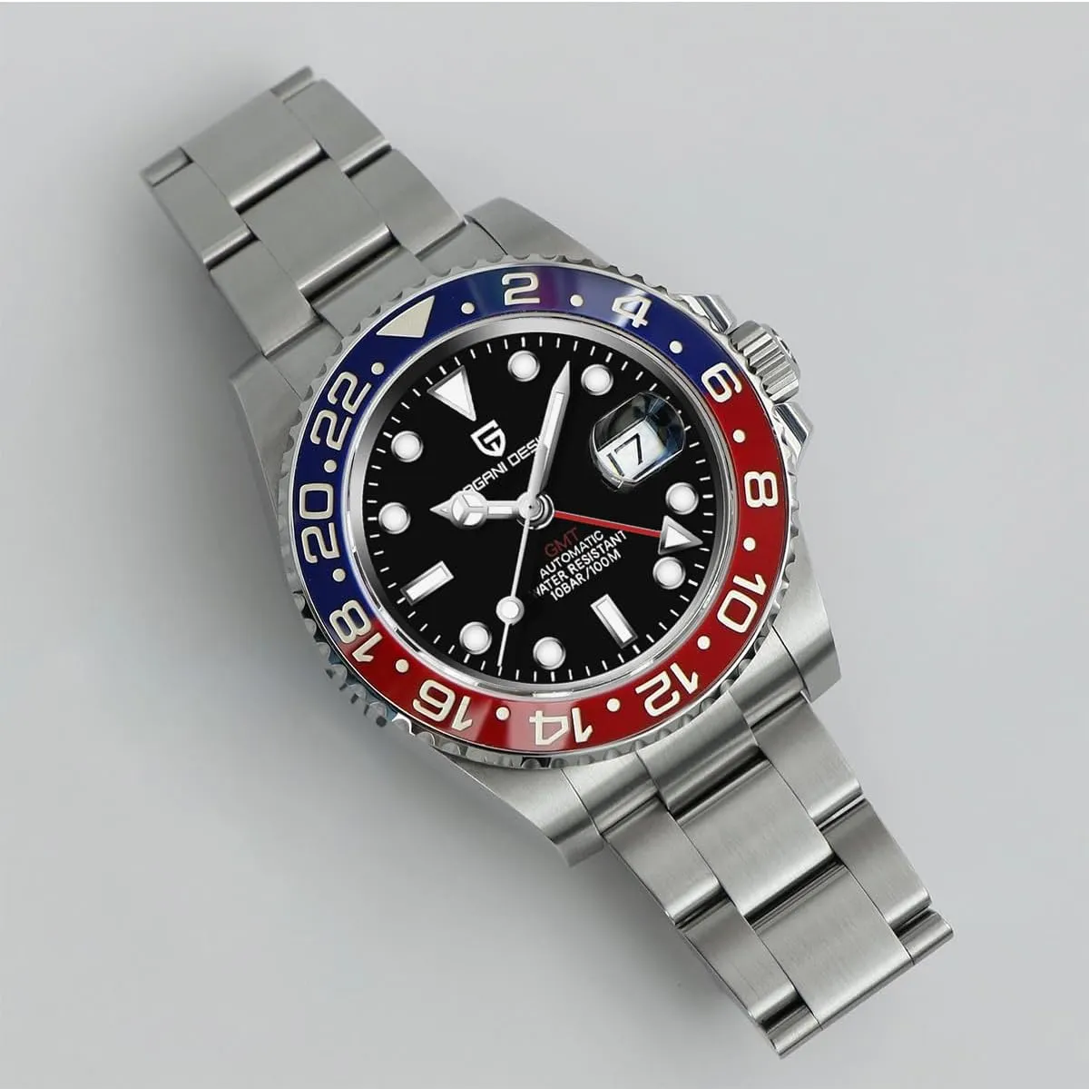 Pagani Design GMT Automatic Mechanical Men's Watch Rotating Ceramic Bezel Stainless Steel Watch with Date Function Men's Sport Watch