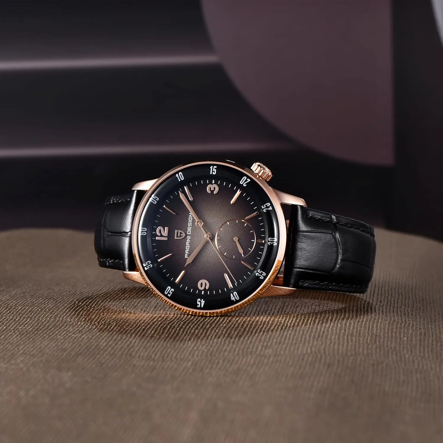 Pagani Design Men's Automatic Watch 42MM Large Dial Mechanical Movement Stainless Steel Bezel Sapphire Glass Lens 100M Waterproof Simple Easy to Read Casual Business Leather Strap