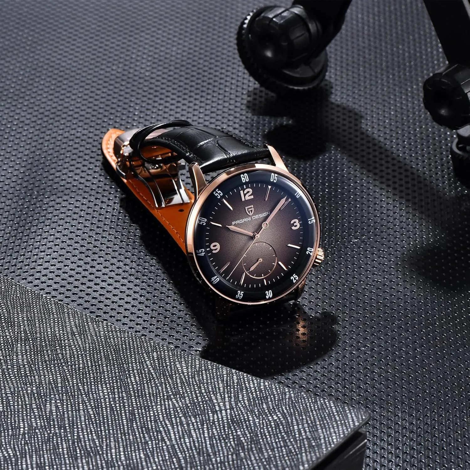 Pagani Design Men's Automatic Watch 42MM Large Dial Mechanical Movement Stainless Steel Bezel Sapphire Glass Lens 100M Waterproof Simple Easy to Read Casual Business Leather Strap