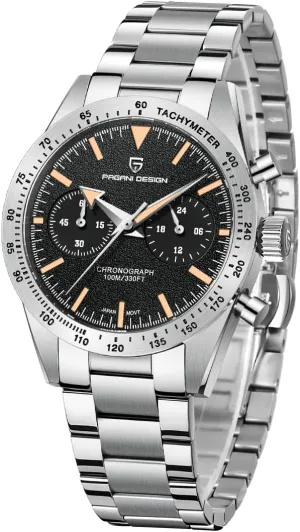 Pagani Design Watch 1766 Men's Chronograph Quartz Watch Stainless Steel Strap Watch Japan VK64 Movement 100 Meters Waterproof Men's Watch