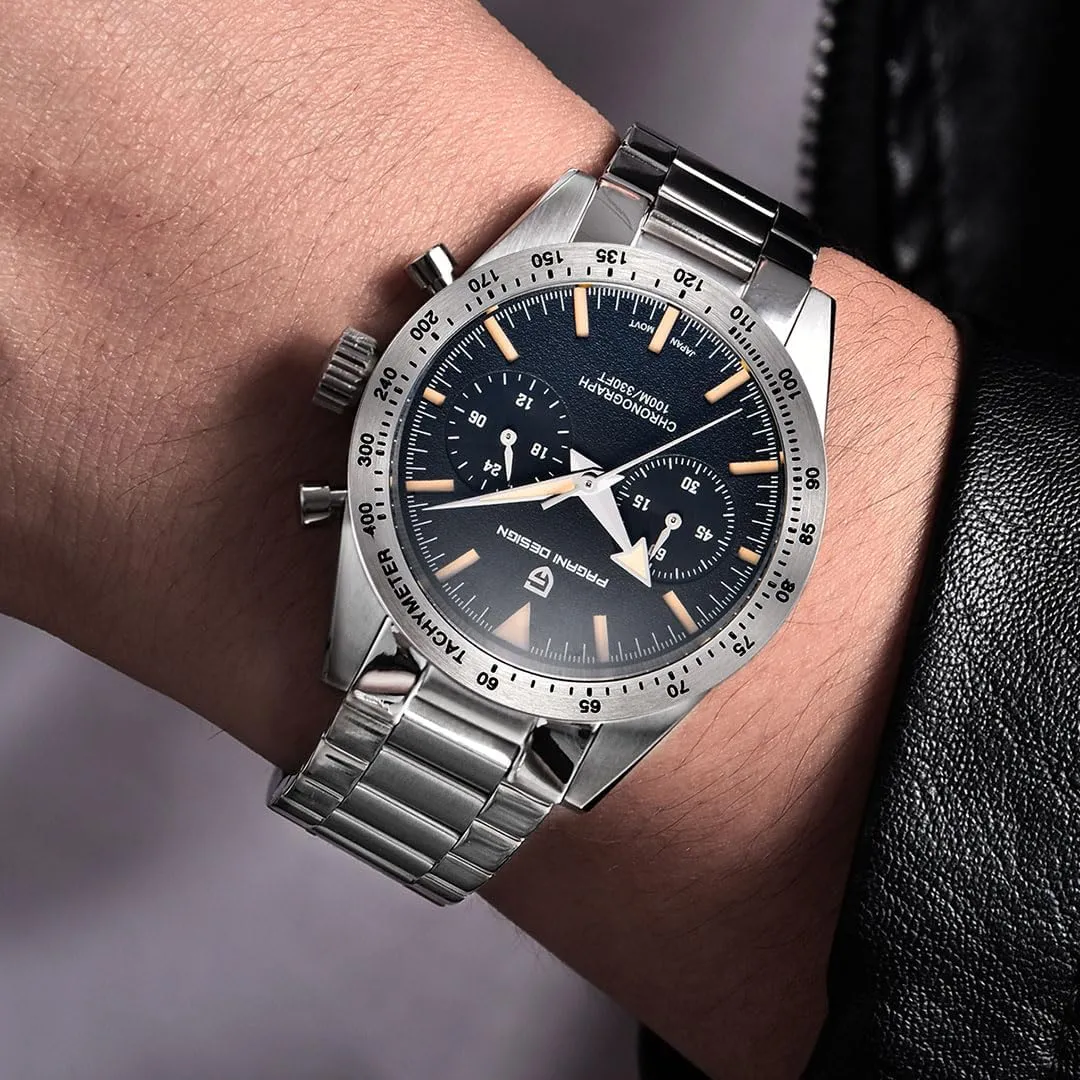 Pagani Design Watch 1766 Men's Chronograph Quartz Watch Stainless Steel Strap Watch Japan VK64 Movement 100 Meters Waterproof Men's Watch