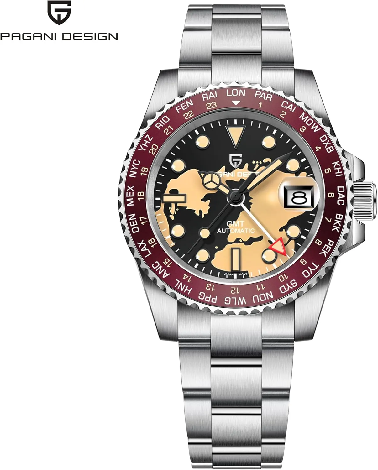 Pagani Design Watches for Men Automatic GMT NH34 PD1758 TMI Japan Movement Sapphire Glass Waterproof Watch