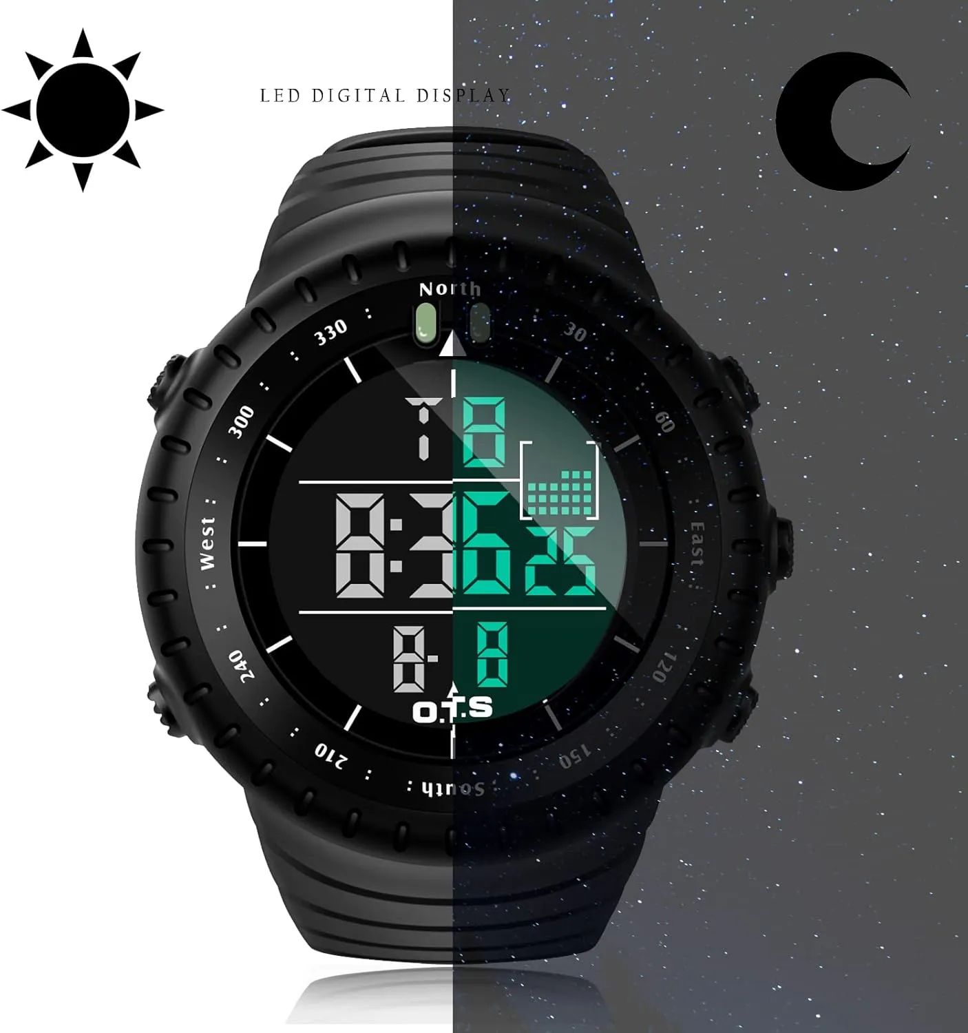 PALADA Men's Digital Sports Watch Waterproof Tactical Watch with LED Backlight Watches for Men