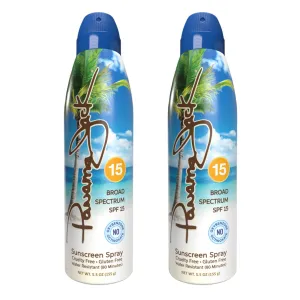 Panama Jack Continuous Spray Sunscreen - SPF 15, Broad Spectrum UVA/UVB Protection, PABA, Paraben, Gluten & Cruelty Free, Water Resistant (80 Minutes), 5.5 OZ (Pack of 2)
