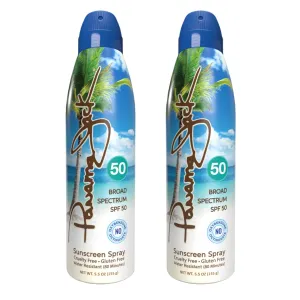 Panama Jack Continuous Spray Sunscreen - SPF 50, Broad Spectrum UVA/UVB Protection, PABA, Paraben, Gluten & Cruelty Free, Water Resistant (80 Minutes), 5.5 OZ (Pack of 2)