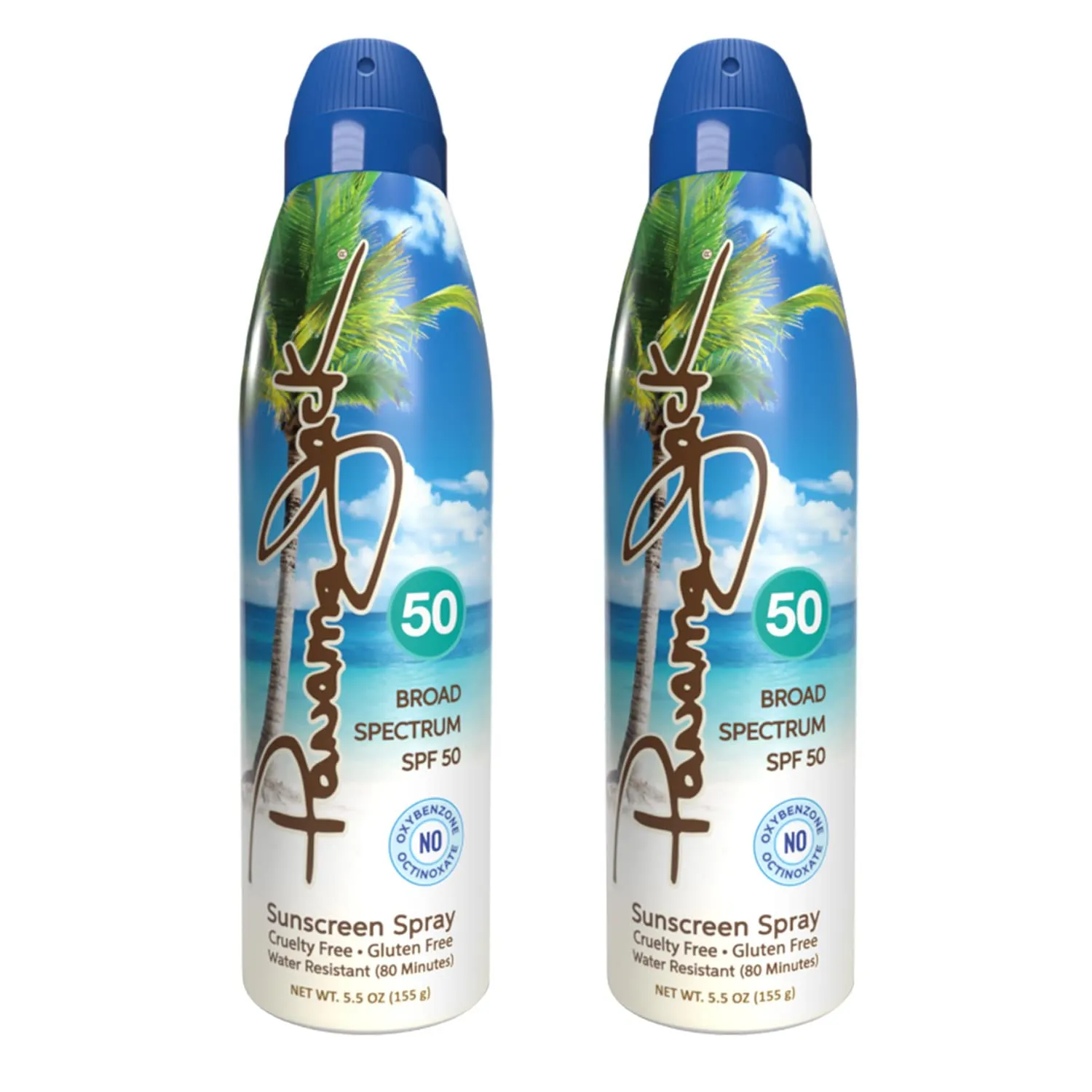 Panama Jack Continuous Spray Sunscreen - SPF 50, Broad Spectrum UVA/UVB Protection, PABA, Paraben, Gluten & Cruelty Free, Water Resistant (80 Minutes), 5.5 OZ (Pack of 2)