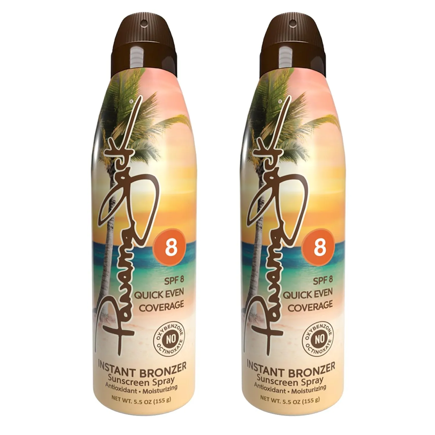 Panama Jack Instant Bronzer Sunscreen - SPF 8, Antioxidant, Moisturizing, PABA, Paraben, Gluten & Cruelty Free, Water Resistant (80 Minutes), 5.5 OZ (Pack of 2)