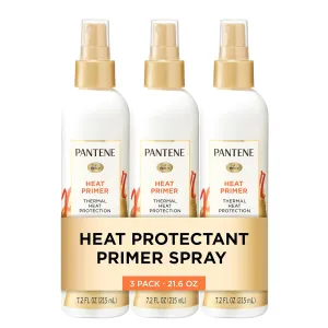 Pantene Pro-V Heat Protectant Spray, Thermal Heat Primer for Hair, Pack of 3, 21.6 oz total