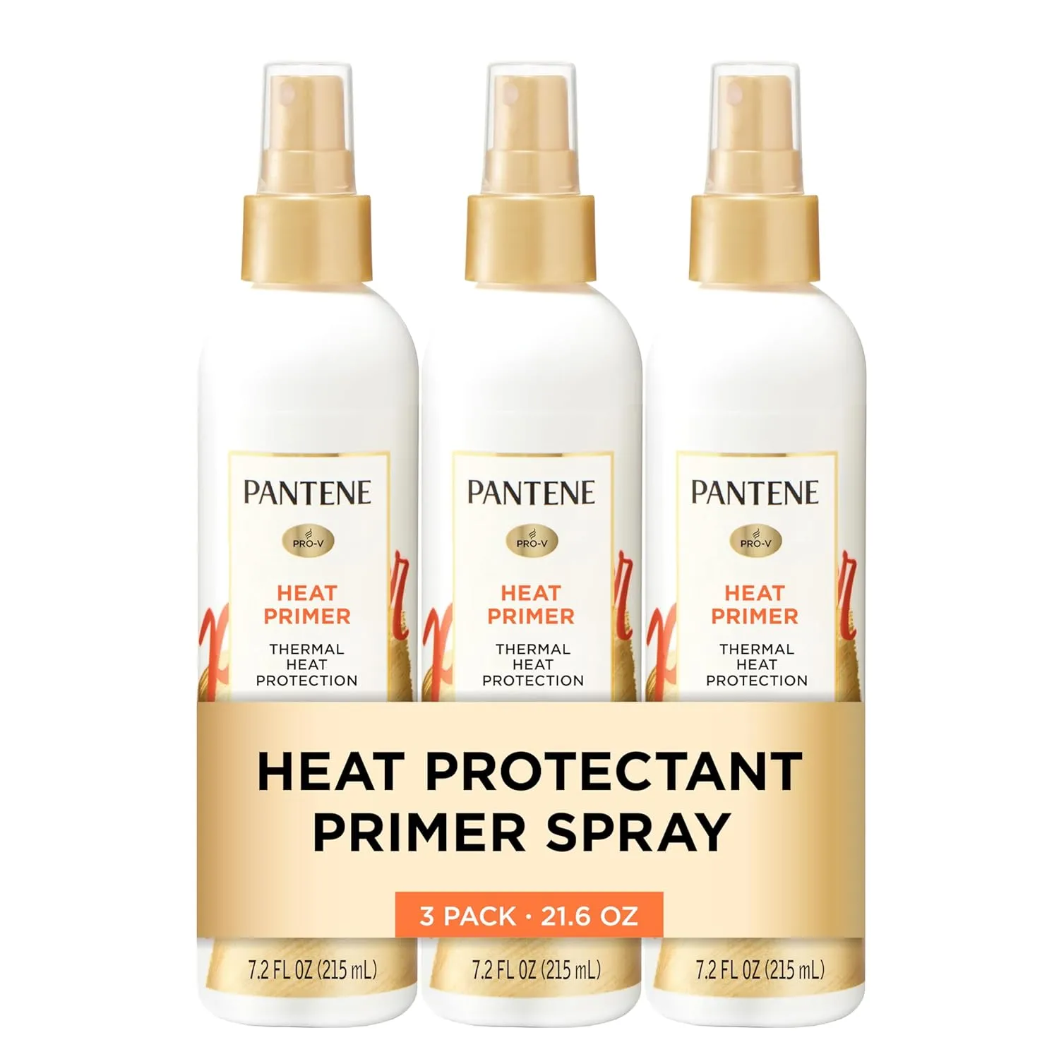 Pantene Pro-V Heat Protectant Spray, Thermal Heat Primer for Hair, Pack of 3, 21.6 oz total