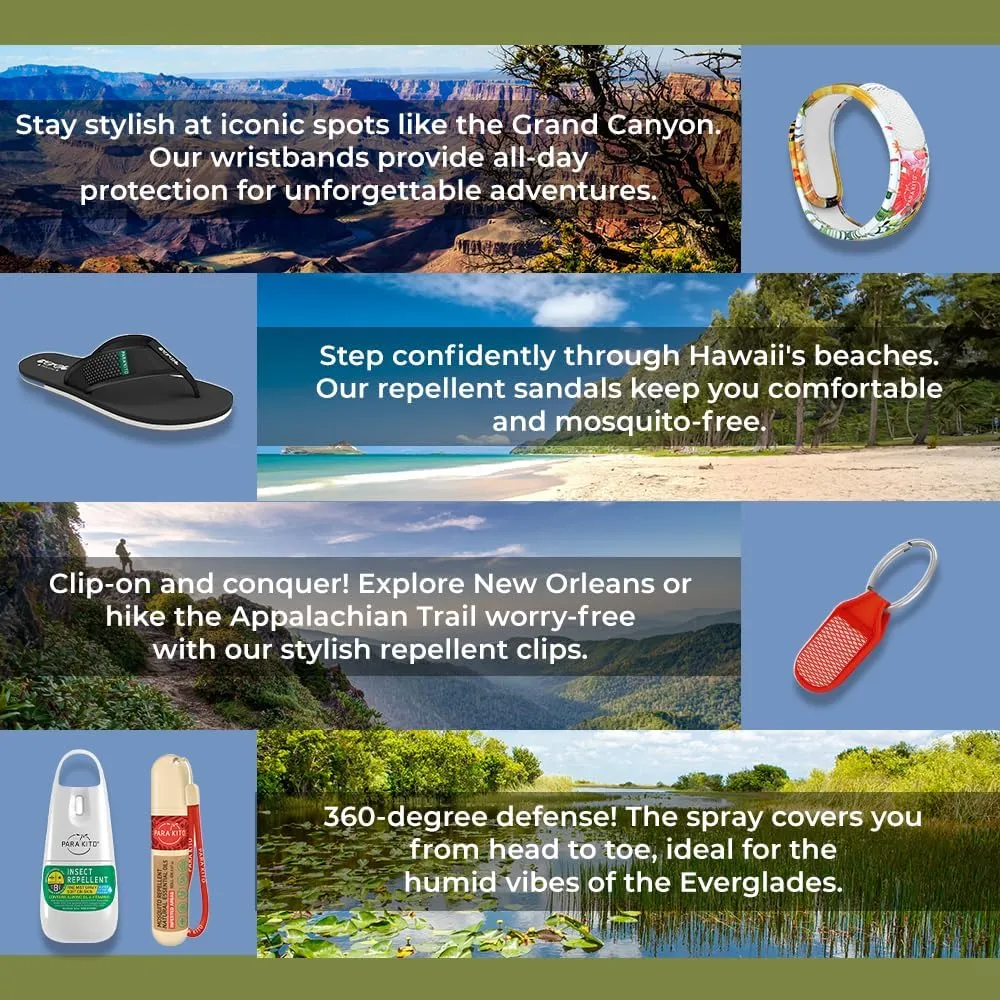 PARA'KITO Mosquito Insect & Bug Protection Wristband - Mosquito Stickers & Bug Spray Alternative - Summer Essentials, Beach Accessories, Hiking & Camping Essentials - Natural Essential Oils (Tropical)