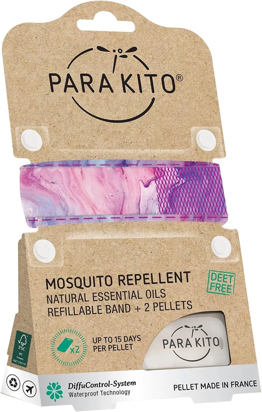 PARA'KITO Mosquito Insect & Bug Protection Wristband - Mosquito Stickers, Bug Spray Alternative Essentials for Beach, Camping, Desert Hiking, Christmas Bonfires - Natural Essential Oils (Saturn)
