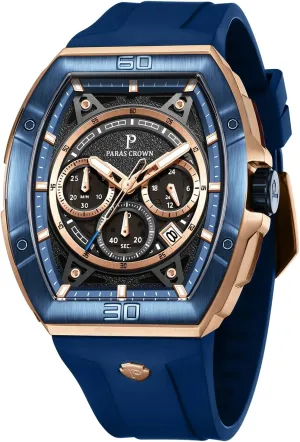 Paras Crown Watches for Men Tonneau 5ATM Waterproof Quartz Luxury Chronograph Analog Men's Wrist Watches Stainless Steel Case Mens Watches
