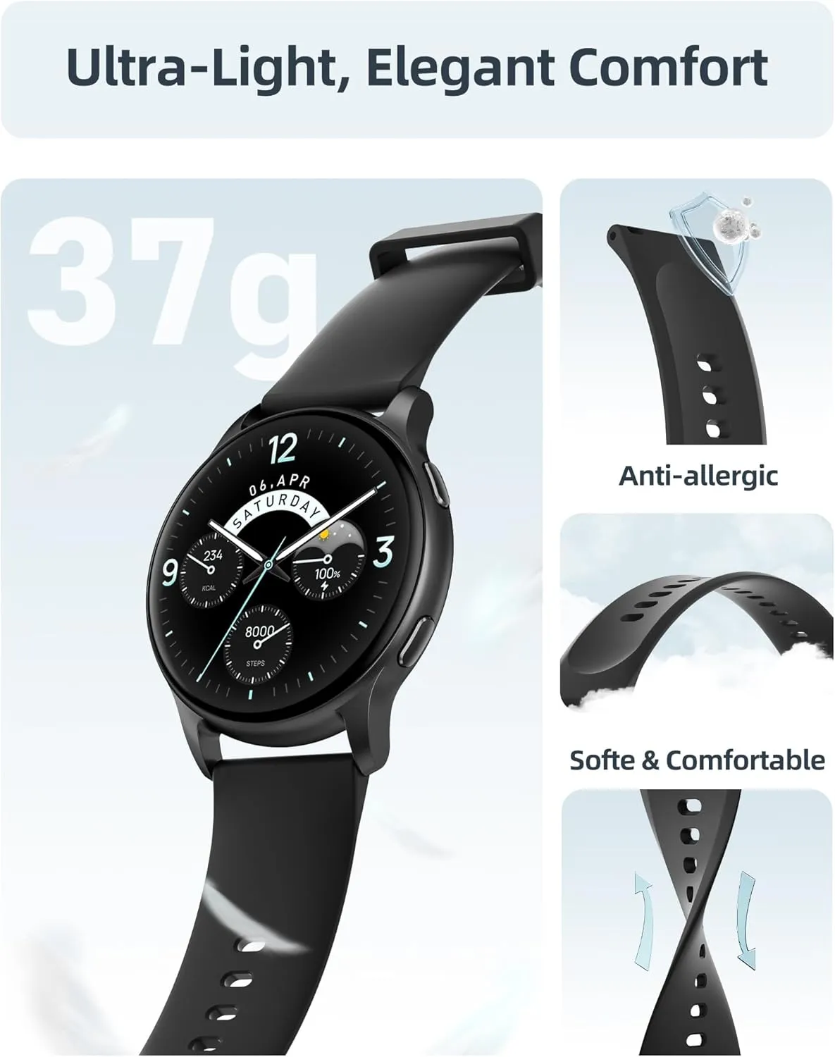 Parsonver Smart Watch for Men Women(Answer/Make Calls), 5ATM Waterproof Swimming Monitor, 44mm HD Screen Fitness Tracker 100  Sport Modes, Heart Rate Sleep Monitor, Smartwatch for Android iOS, Black