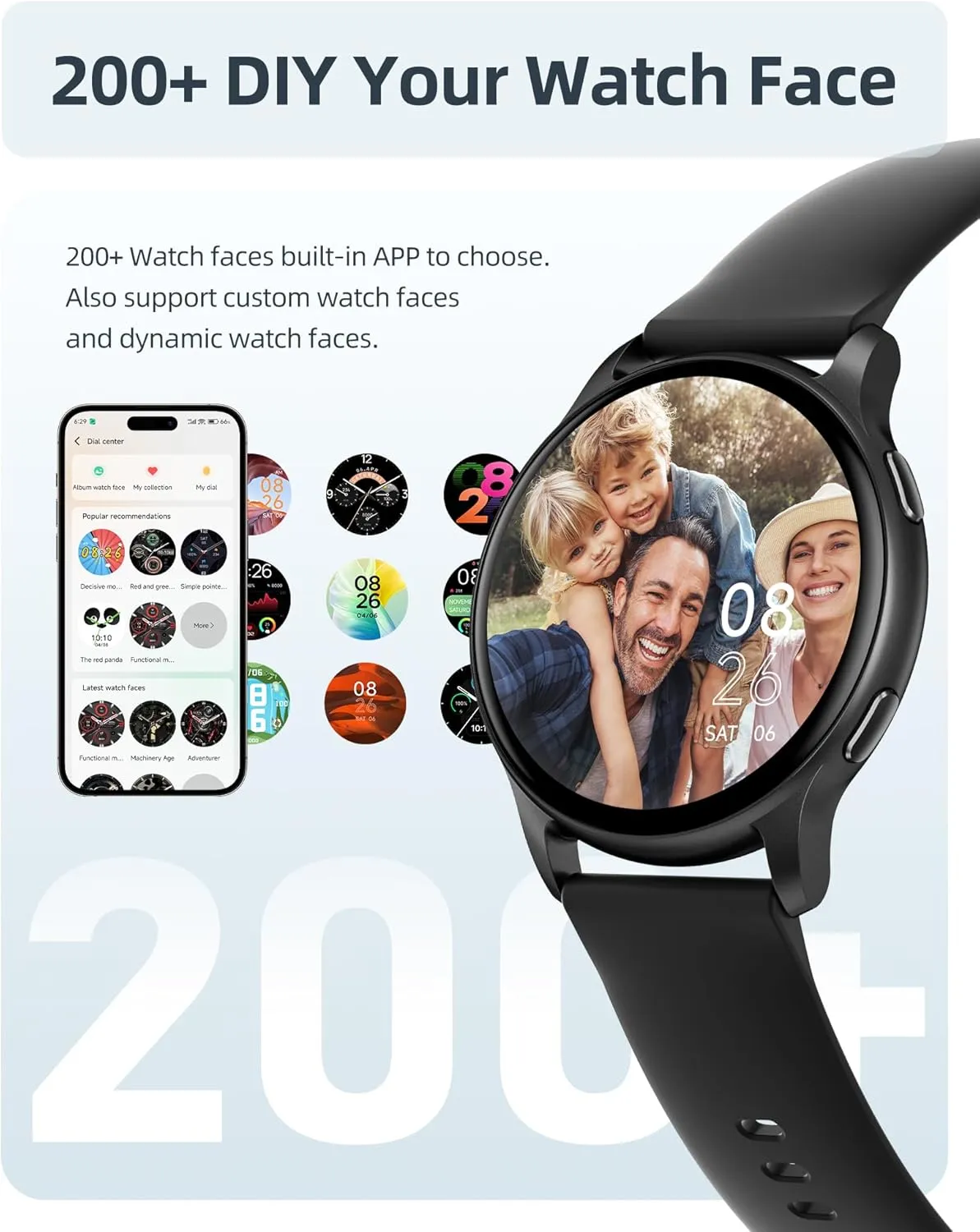 Parsonver Smart Watch for Men Women(Answer/Make Calls), 5ATM Waterproof Swimming Monitor, 44mm HD Screen Fitness Tracker 100  Sport Modes, Heart Rate Sleep Monitor, Smartwatch for Android iOS, Black