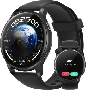 Parsonver Smart Watch for Men Women(Answer/Make Calls), 5ATM Waterproof Swimming Monitor, 44mm HD Screen Fitness Tracker 100  Sport Modes, Heart Rate Sleep Monitor, Smartwatch for Android iOS, Black