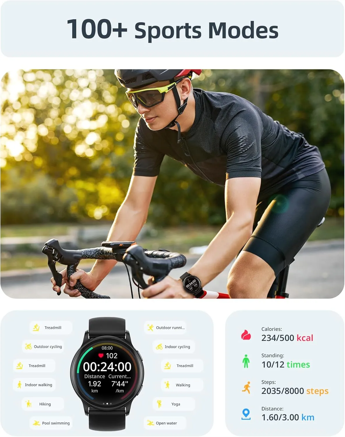 Parsonver Smart Watch for Men Women(Answer/Make Calls), 5ATM Waterproof Swimming Monitor, 44mm HD Screen Fitness Tracker 100  Sport Modes, Heart Rate Sleep Monitor, Smartwatch for Android iOS, Black