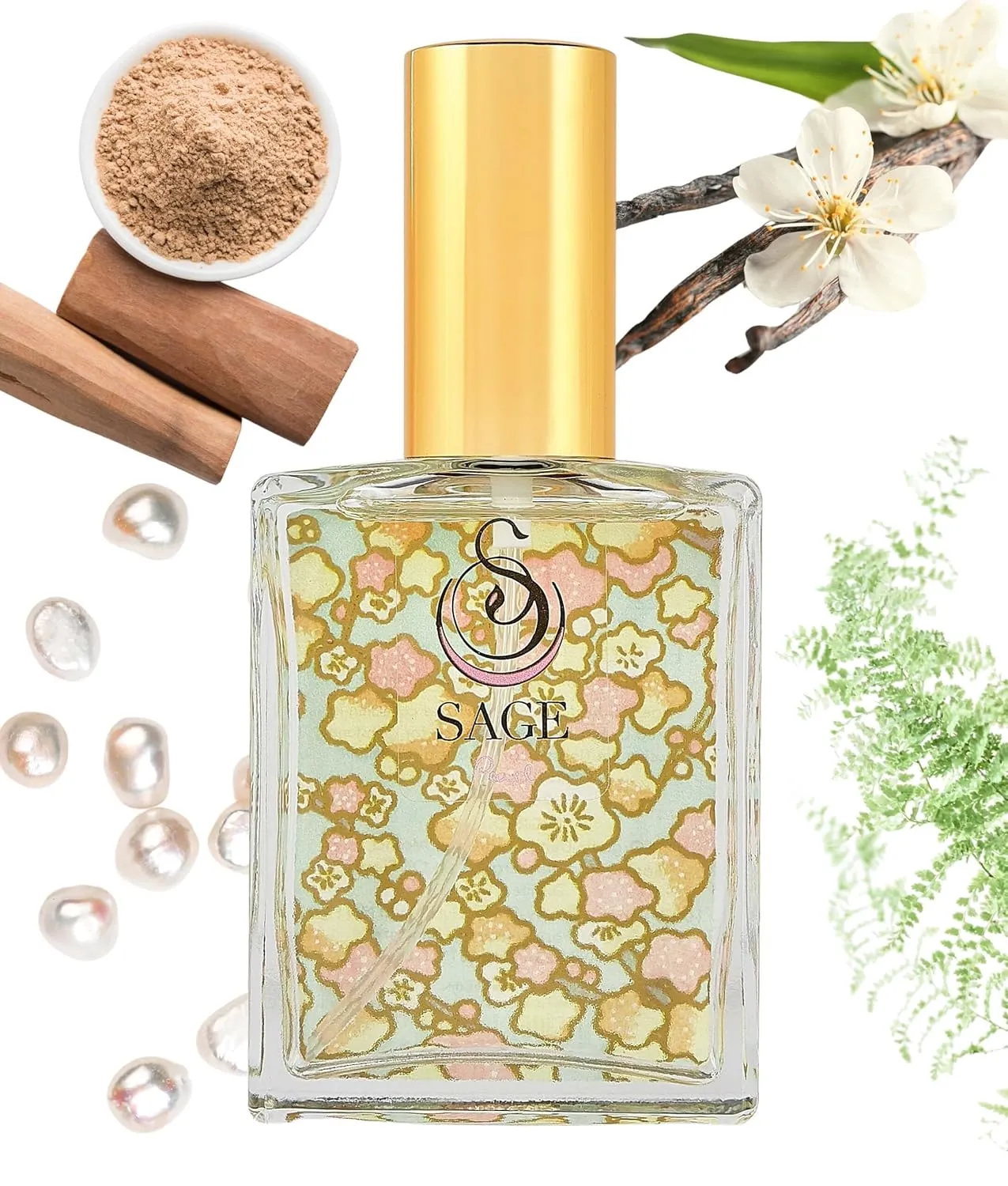 Pearl Organic Perfume Spray by Sage- 2 oz, Vegan & Cruelty-Free, Subtle Scent, Vanilla, Sandalwood, Musk - Made in USA