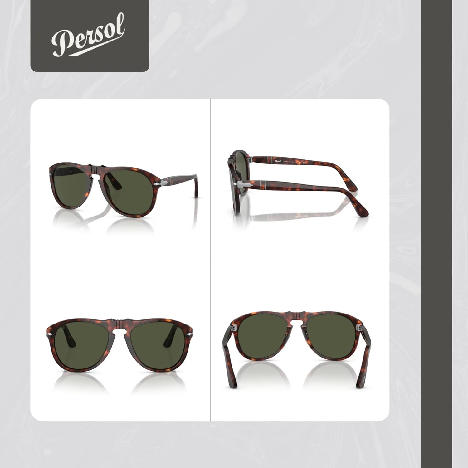 Persol PO0649 Aviator Sunglasses for Men   BUNDLE With Designer iWear Eyewear Kit
