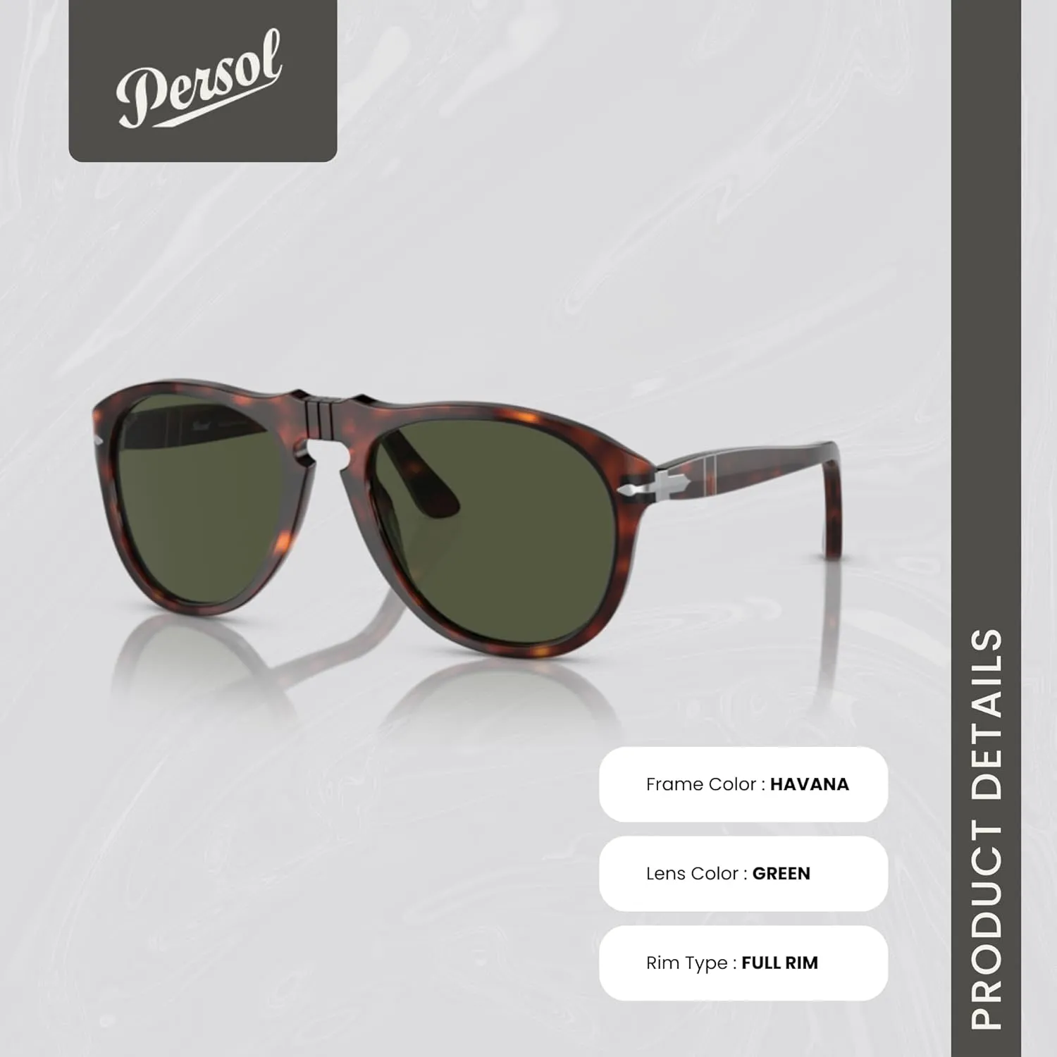Persol PO0649 Aviator Sunglasses for Men   BUNDLE With Designer iWear Eyewear Kit