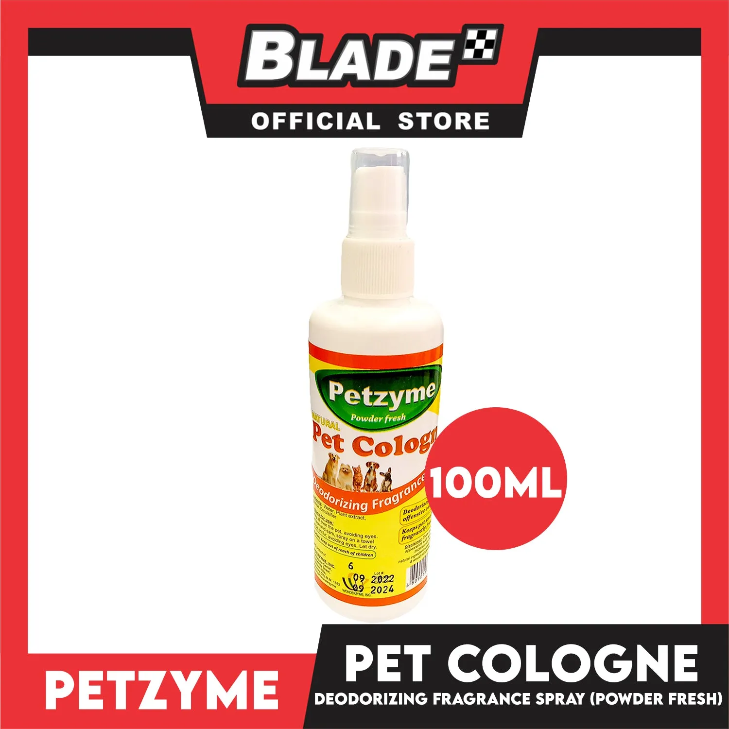 Petzyme Natural Pet Cologne 100ml Deodorizing Fragrance Pets Spray
