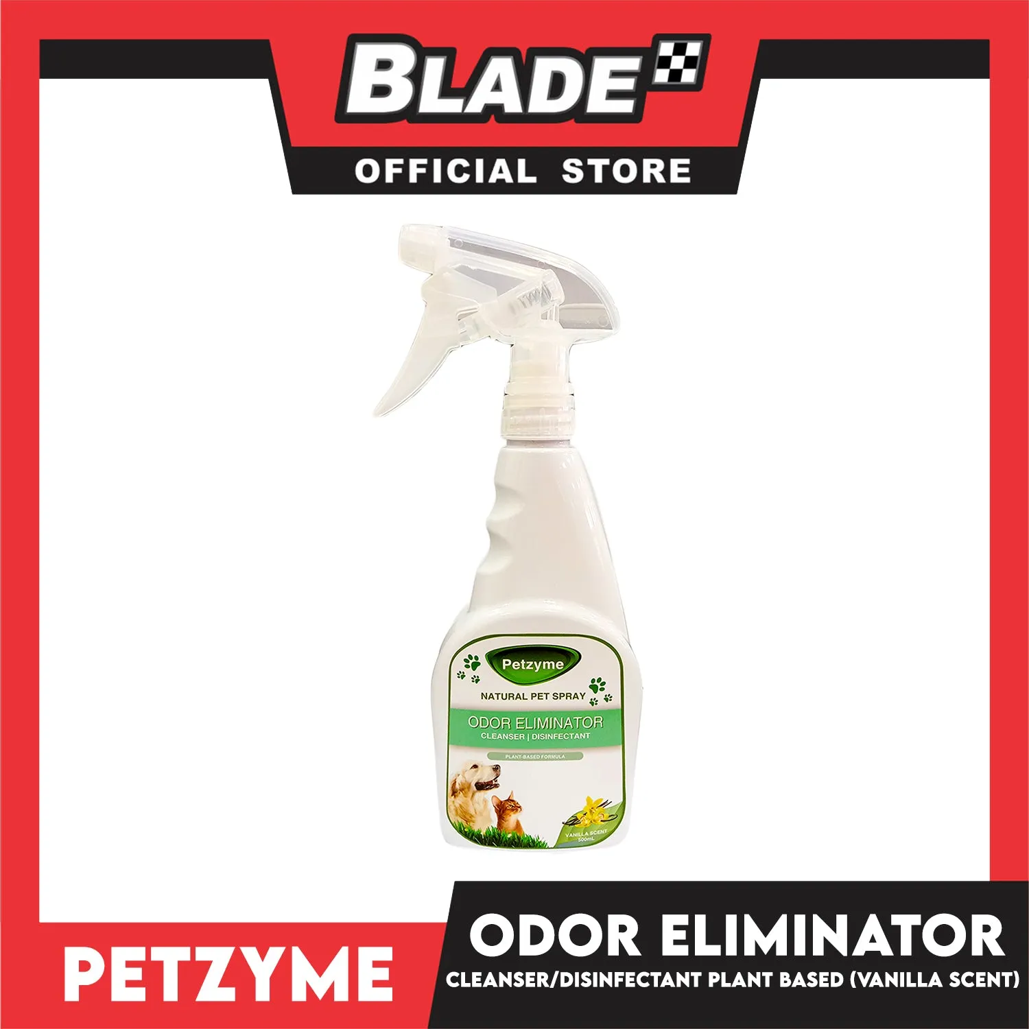 Petzyme Pet 3 in 1 Spray 500ml (Vanilla Scent) Natural Pet Spray, Odor Eliminator, Cleanser, Disinfectant Pets Spray