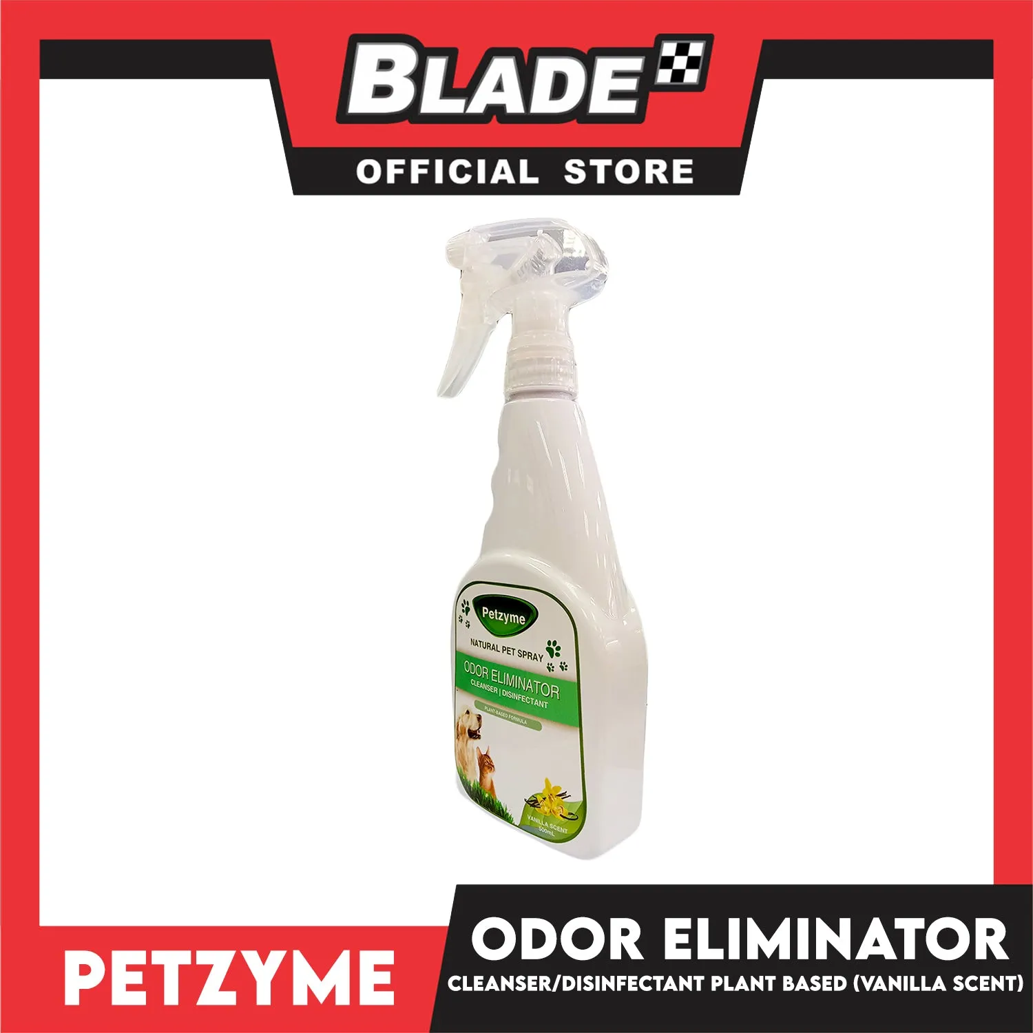 Petzyme Pet 3 in 1 Spray 500ml (Vanilla Scent) Natural Pet Spray, Odor Eliminator, Cleanser, Disinfectant Pets Spray