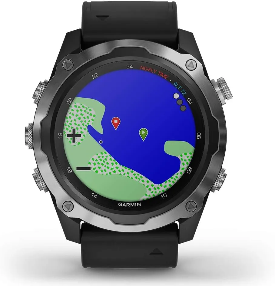 PlayBetter Garmin Descent Mk2 (Stainless Steel/Black) Dive Computer Watch Bundle - Air Integration, Multisport Training Features - Includes Portable Charger, Wall Adapter & Hard Case