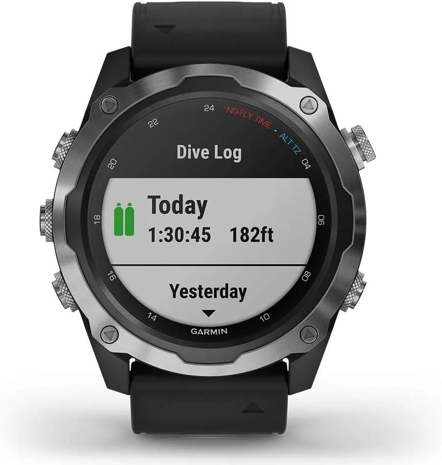 PlayBetter Garmin Descent Mk2 (Stainless Steel/Black) Dive Computer Watch Bundle - Air Integration, Multisport Training Features - Includes Portable Charger, Wall Adapter & Hard Case