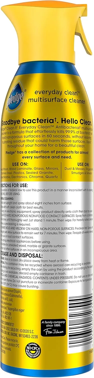 Pledge Antibacterial Multisurface Cleaner Spray, Fresh Citrus - Household Antibacterial Spray, 9.7 oz (Pack of 3)