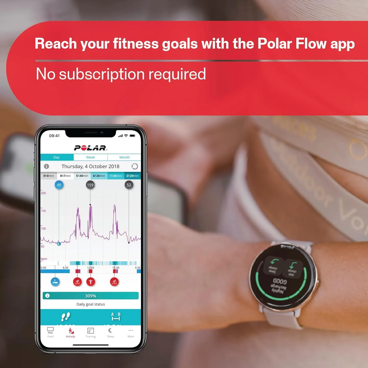POLAR Ignite 2 Series Water Resistant Smartwatch with GPS, Heart Rate Monitoring, Sleep Analysis and Personalized Fitness Tracking, S-L, for Men or Women, Champagne/Gold