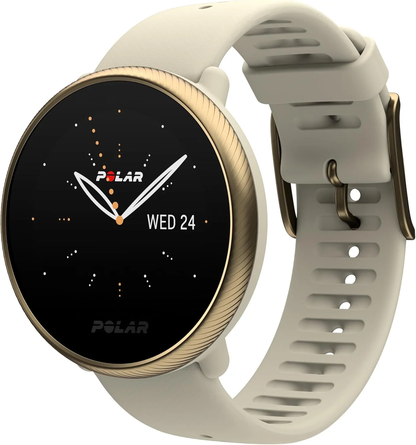 POLAR Ignite 2 Series Water Resistant Smartwatch with GPS, Heart Rate Monitoring, Sleep Analysis and Personalized Fitness Tracking, S-L, for Men or Women, Champagne/Gold