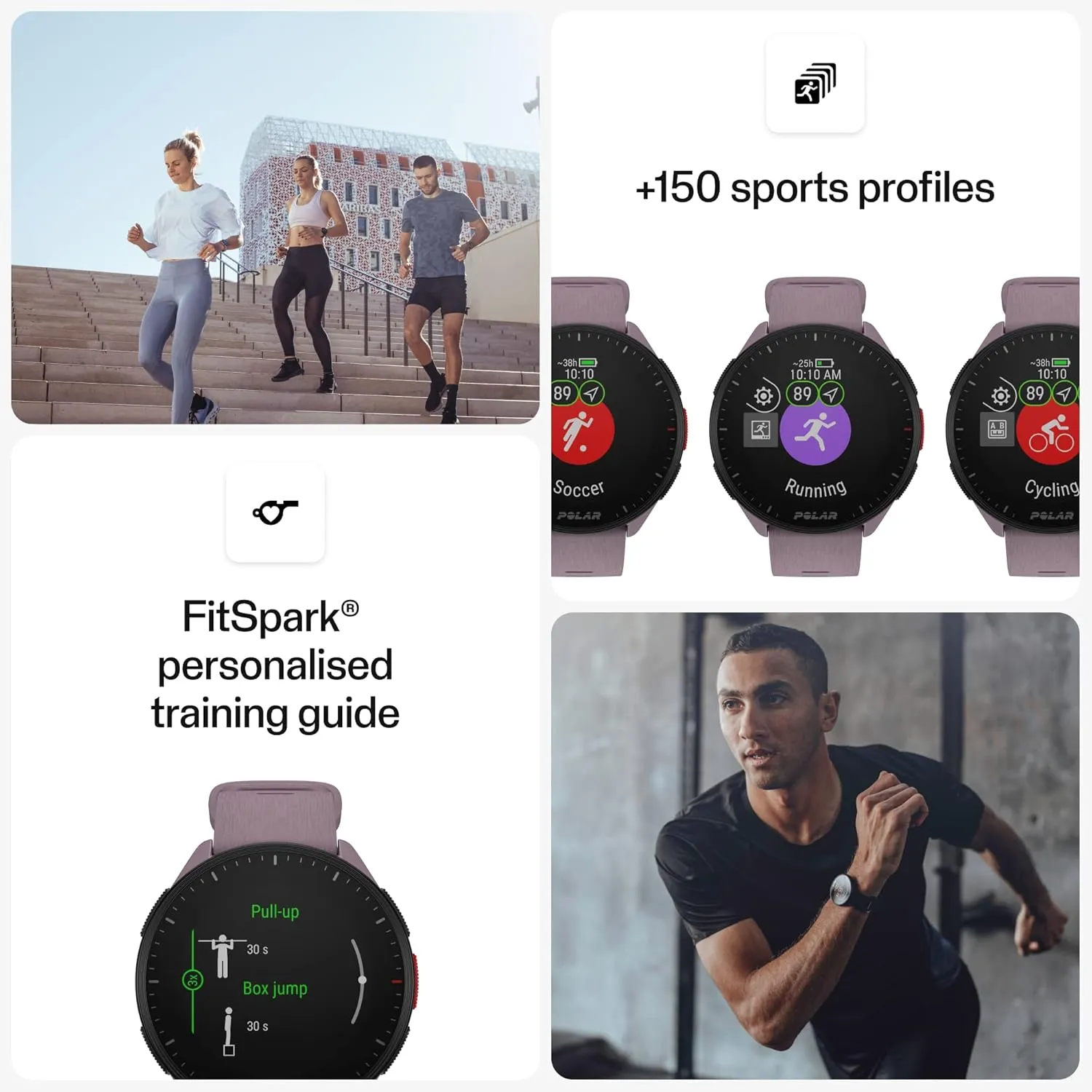 POLAR Pacer Ultra-Light GPS Fitness Tracker Smartwatch for Runners; S-L, for Men or Women, Purple