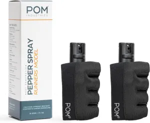 POM Pepper Spray Runner Model - Max Strength OC Spray - Athletic Stretch-Fit Glove, Breathable & Ambidextrous Design, Essential Runners Safety Gear, Flip Top, 35  Bursts, 10-12 ft Range
