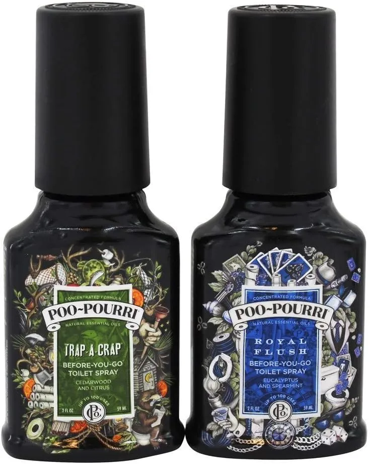 Poo-Pourri Before-You-Go Toilet Spray, Master Crapsman, Gift Set Variety 2 Fl Oz - Royal Flush and Trap-A-Crap