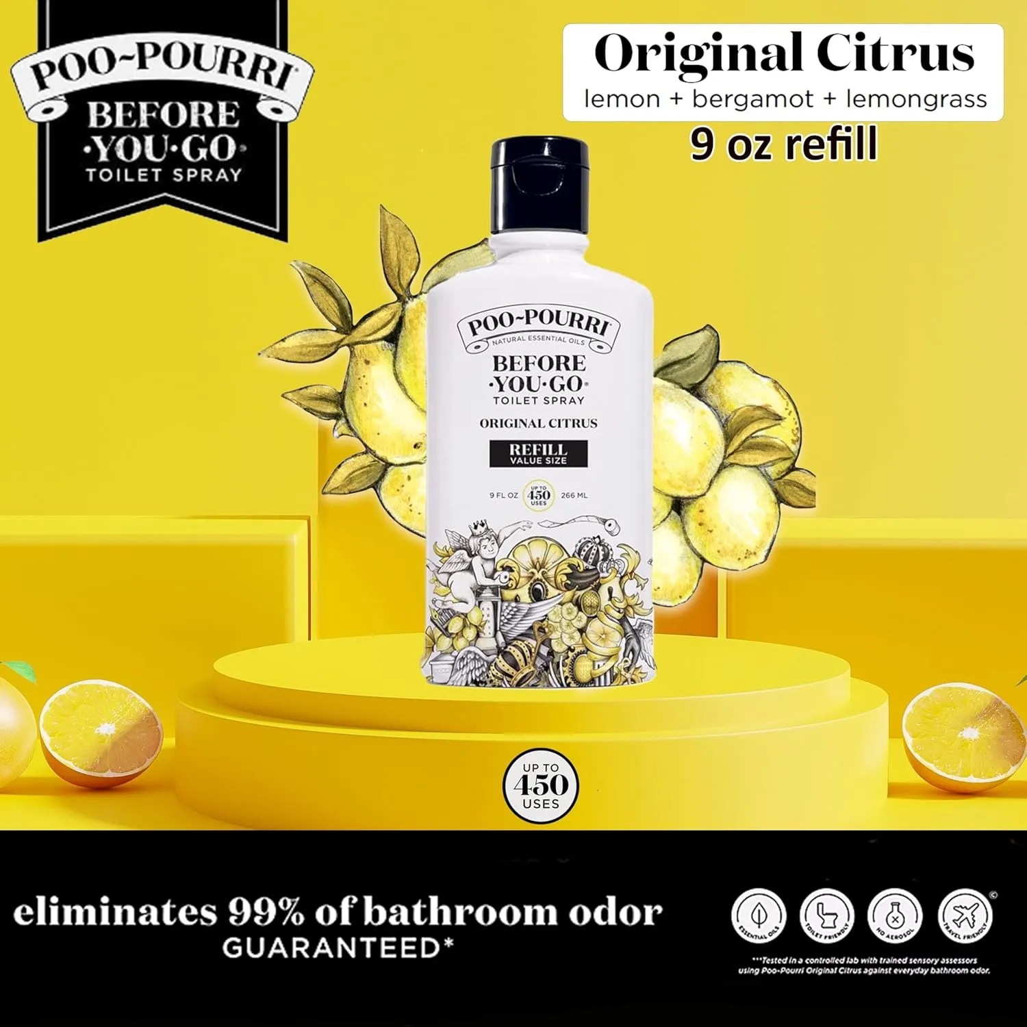 Poo-Pourri Before-You-go Toilet Spray Refill (Sprayer not Included), Original Citrus Scent, 9 Fl Oz