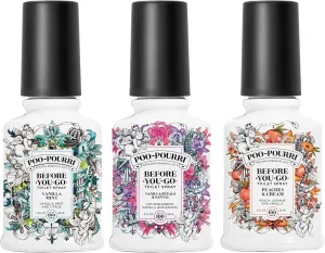 Poo-Pourri Vanilla Mint, Vanilla Petals & Santal, and Peaches & Cream 2 Ounce Set