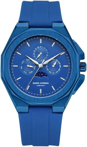 Premium Mens Dress Watch Japanese Movement No Numbers Dial Moon Phase Display 50m Waterproof Silicone Band Wristwatch