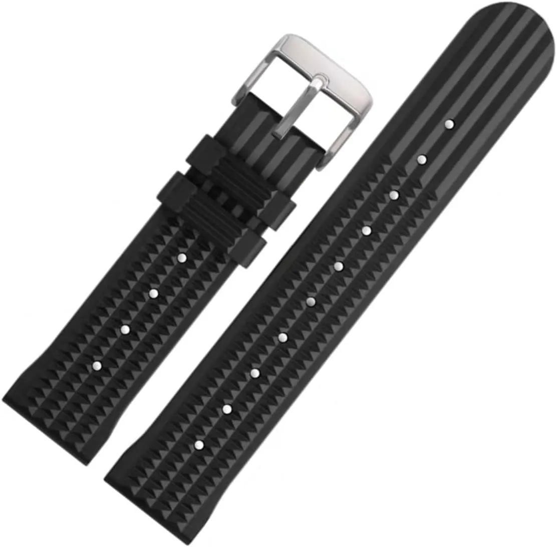 Premium Rubber Waffle Watch Strap- Waterproof Replacement Watch Band- Soft Rubber Watchbands for Men & Women- For Divers & Sports Watches- Suitable for Seiko & Most Watches- 20mm 22mm
