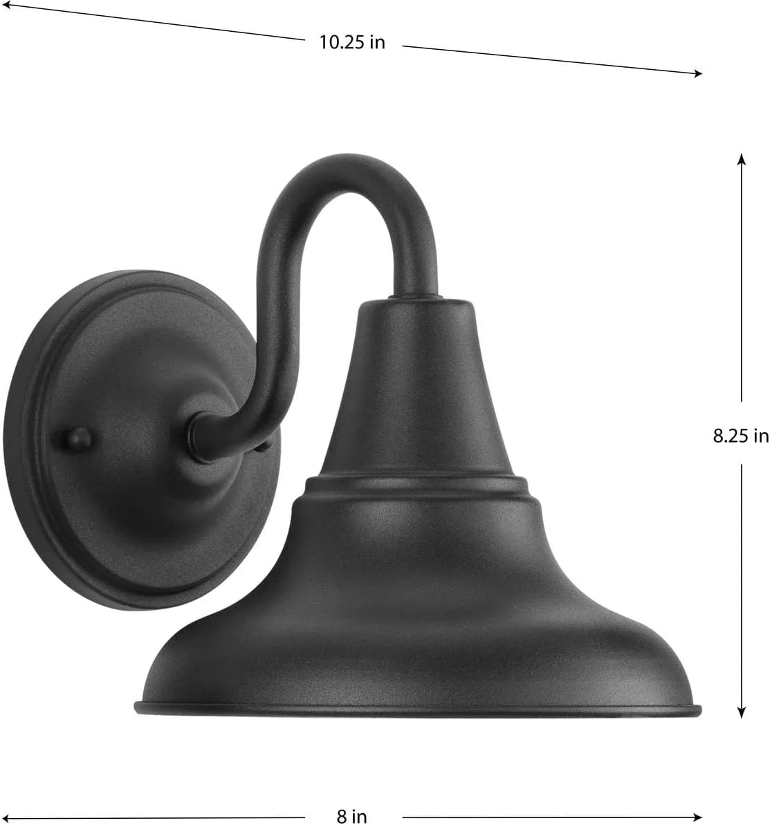 Progress Lighting P5622-31 District Collection 1-Light Farmhouse Outdoor Wall Lantern, Textured Black, 8" W x 8-1/4" H