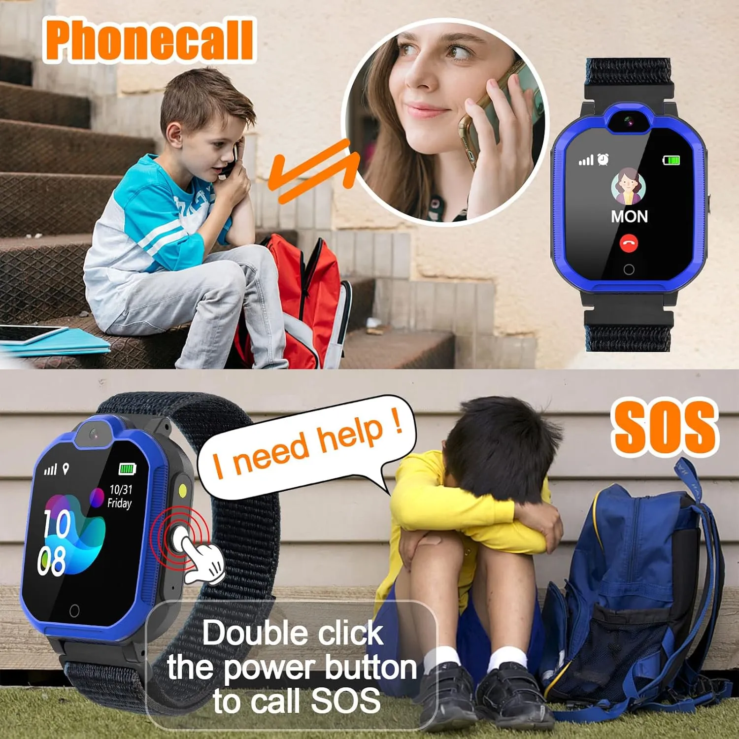 PTHTECHUS 4G Smart Watch for Kids with SIM Card, Kids Phone Smartwatch GPS Tracker, Call, Voice & Video Chat, Alarm, Pedometer, Camera, SOS, Touch Screen WiFi Music Wrist Watch for 4-12 Boys Girls